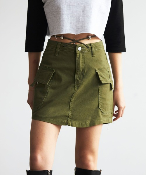 FIG&VIPER（フィグアンドバイパー）の「ミリタリーミニスカート（スカート・レディース・ブラック/カーキ・FREE）」の6枚目の写真