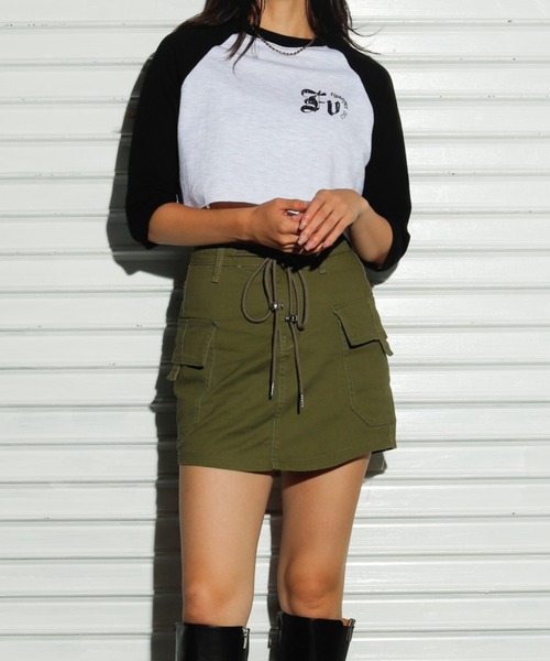 FIG&VIPER（フィグアンドバイパー）の「ミリタリーミニスカート（スカート・レディース・ブラック/カーキ・FREE）」の16枚目の写真