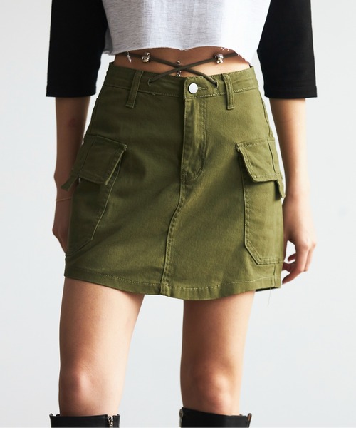 FIG&VIPER（フィグアンドバイパー）の「ミリタリーミニスカート（スカート・レディース・ブラック/カーキ・FREE）」の21枚目の写真