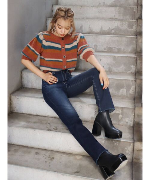 EVRIS（エヴリス）の「シンプルストレートデニムパンツ（デニムパンツ・レディース・ライトブルー/インディゴブルー・SMALL/MEDIUM）」の22枚目の写真