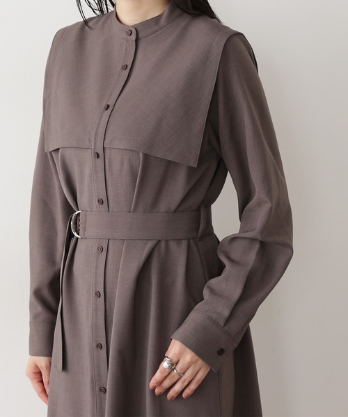 N.(N. Natural Beauty Basic)(エヌエヌナチュラルビューティーベーシック)の「◆スクエアケープ長袖ワンピース(ワンピース・レディース・モカ/オレンジ/ブルー・MEDIUM)」の12枚目の写真