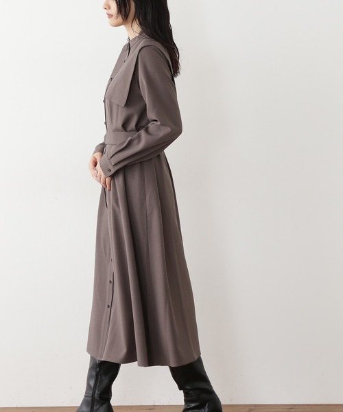 N.(N. Natural Beauty Basic)(エヌエヌナチュラルビューティーベーシック)の「◆スクエアケープ長袖ワンピース(ワンピース・レディース・モカ/オレンジ/ブルー・MEDIUM)」の6枚目の写真