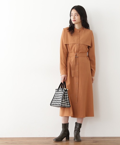 N.(N. Natural Beauty Basic)(エヌエヌナチュラルビューティーベーシック)の「◆スクエアケープ長袖ワンピース(ワンピース・レディース・モカ/オレンジ/ブルー・MEDIUM)」の11枚目の写真