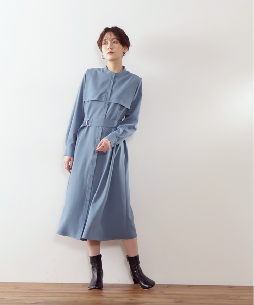 N.(N. Natural Beauty Basic)(エヌエヌナチュラルビューティーベーシック)の「◆スクエアケープ長袖ワンピース(ワンピース・レディース・モカ/オレンジ/ブルー・MEDIUM)」の14枚目の写真