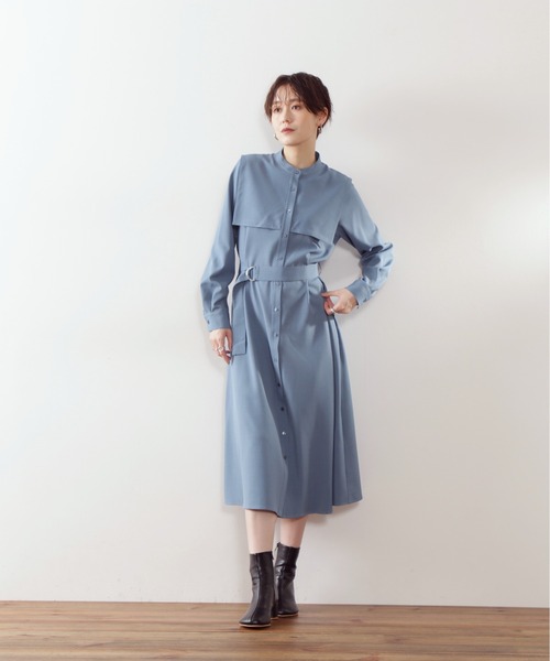 N.(N. Natural Beauty Basic)(エヌエヌナチュラルビューティーベーシック)の「◆スクエアケープ長袖ワンピース(ワンピース・レディース・モカ/オレンジ/ブルー・MEDIUM)」の13枚目の写真