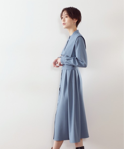 N.(N. Natural Beauty Basic)(エヌエヌナチュラルビューティーベーシック)の「◆スクエアケープ長袖ワンピース(ワンピース・レディース・モカ/オレンジ/ブルー・MEDIUM)」の16枚目の写真