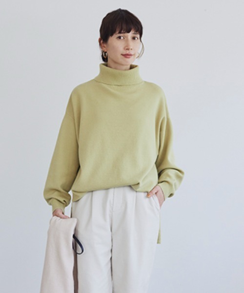 studio CLIP（スタディオクリップ）の「【お手入れらくらくニット】12ゲージソフィニータートルプルオーバー（ニット/セーター・レディース・ブラック/グレー/ライトグリーン/モカ/オレンジ/チャコール/ダークブラウン/ブルー・FREE）」の7枚目の写真