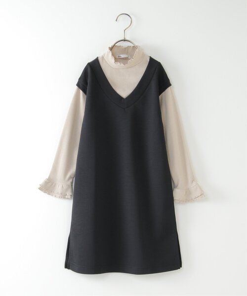 ikka（イッカ）の「Vネックジャンスカドッキングワンピース（120~160cm）（ワンピース・キッズ・キャメル/ブラック・120/140/150/130/160）」の10枚目の写真