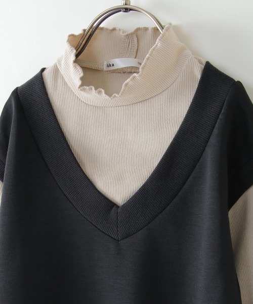 ikka（イッカ）の「Vネックジャンスカドッキングワンピース（120~160cm）（ワンピース・キッズ・キャメル/ブラック・120/140/150/130/160）」の8枚目の写真