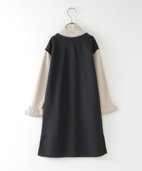 ikka（イッカ）の「Vネックジャンスカドッキングワンピース（120~160cm）（ワンピース・キッズ・キャメル/ブラック・120/140/150/130/160）」の3枚目の写真
