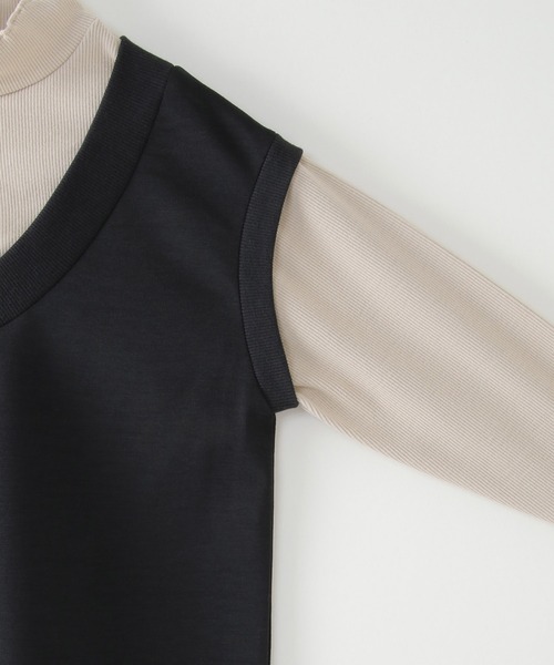 ikka（イッカ）の「Vネックジャンスカドッキングワンピース（120~160cm）（ワンピース・キッズ・キャメル/ブラック・120/140/150/130/160）」の6枚目の写真