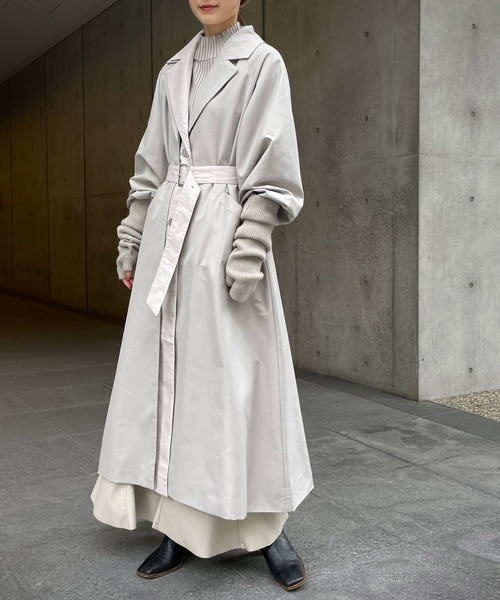 &g'aime（アンジェム）の「【&g’aime】レザーレイヤードトレンチコート（トレンチコート・レディース・グレイッシュベージュ/ブラック/ブラウン・FREE）」の3枚目の写真