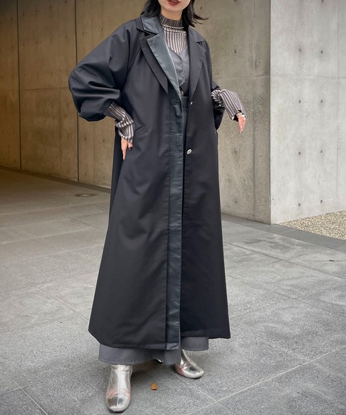 &g'aime（アンジェム）の「【&g’aime】レザーレイヤードトレンチコート（トレンチコート・レディース・グレイッシュベージュ/ブラック/ブラウン・FREE）」の2枚目の写真