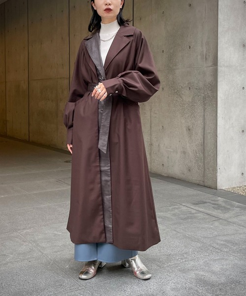 &g'aime（アンジェム）の「【&g’aime】レザーレイヤードトレンチコート（トレンチコート・レディース・グレイッシュベージュ/ブラック/ブラウン・FREE）」の13枚目の写真