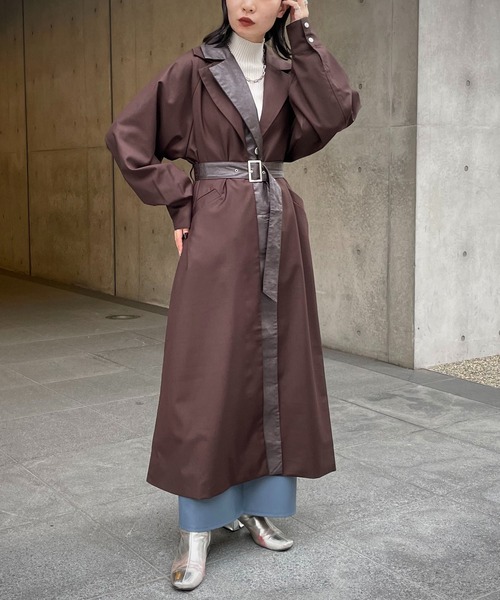 &g'aime（アンジェム）の「【&g’aime】レザーレイヤードトレンチコート（トレンチコート・レディース・グレイッシュベージュ/ブラック/ブラウン・FREE）」の20枚目の写真