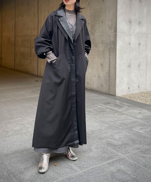 &g'aime（アンジェム）の「【&g’aime】レザーレイヤードトレンチコート（トレンチコート・レディース・グレイッシュベージュ/ブラック/ブラウン・FREE）」の4枚目の写真