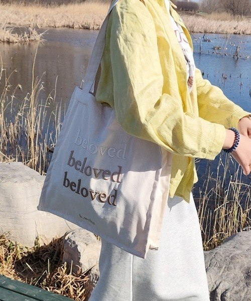 LAC-VERT(ラック・ヴェール)の「【ぷっくり刺繍】beloved刺繍トートバッグ(トートバッグ・レディース・グリーン/ピンク/ブラウン・FREE)」の5枚目の写真