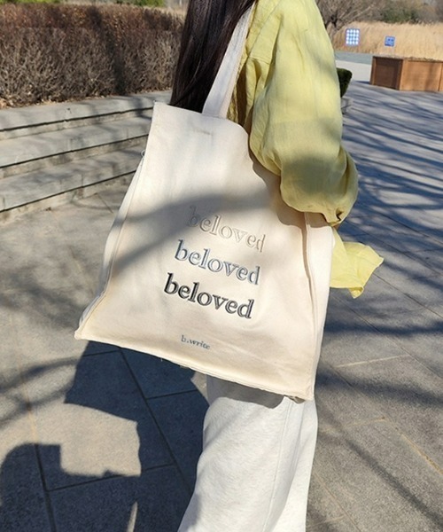 LAC-VERT(ラック・ヴェール)の「【ぷっくり刺繍】beloved刺繍トートバッグ(トートバッグ・レディース・グリーン/ピンク/ブラウン・FREE)」の6枚目の写真