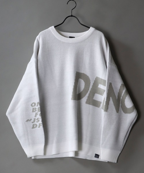 SITRY（シトリー）の「oversize BIG logo Knit/オーバーサイズ BIGロゴ ニット/セーター（ニット/セーター・メンズ・ブルーグレー/ホワイト系その他/ブラック/ホワイト・M/L/XL）」の3枚目の写真
