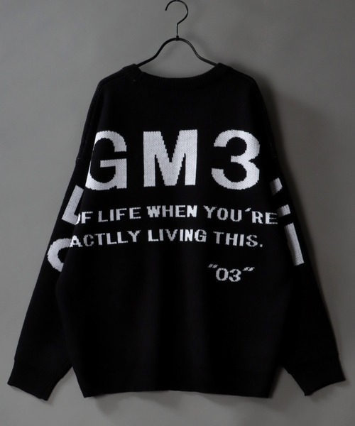 SITRY（シトリー）の「oversize BIG logo Knit/オーバーサイズ BIGロゴ ニット/セーター（ニット/セーター・メンズ・ブルーグレー/ホワイト系その他/ブラック/ホワイト・M/L/XL）」の4枚目の写真