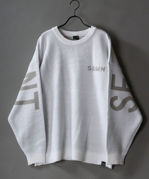SITRY（シトリー）の「oversize BIG logo Knit/オーバーサイズ BIGロゴ ニット/セーター（ニット/セーター・メンズ・ブルーグレー/ホワイト系その他/ブラック/ホワイト・M/L/XL）」の12枚目の写真