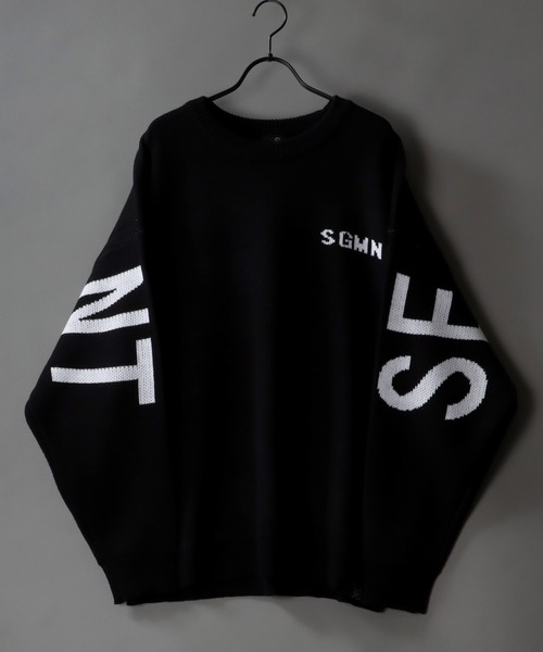 SITRY（シトリー）の「oversize BIG logo Knit/オーバーサイズ BIGロゴ ニット/セーター（ニット/セーター・メンズ・ブルーグレー/ホワイト系その他/ブラック/ホワイト・M/L/XL）」の8枚目の写真