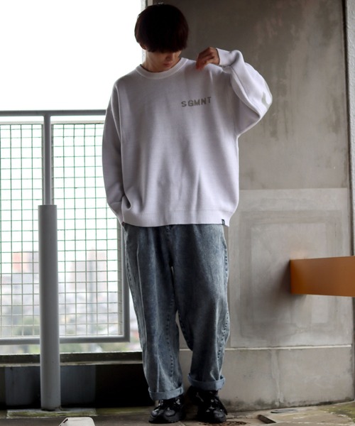 SITRY（シトリー）の「oversize BIG logo Knit/オーバーサイズ BIGロゴ ニット/セーター（ニット/セーター・メンズ・ブルーグレー/ホワイト系その他/ブラック/ホワイト・M/L/XL）」の22枚目の写真