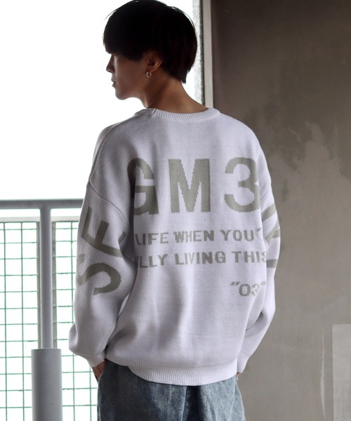 SITRY（シトリー）の「oversize BIG logo Knit/オーバーサイズ BIGロゴ ニット/セーター（ニット/セーター・メンズ・ブルーグレー/ホワイト系その他/ブラック/ホワイト・M/L/XL）」の19枚目の写真