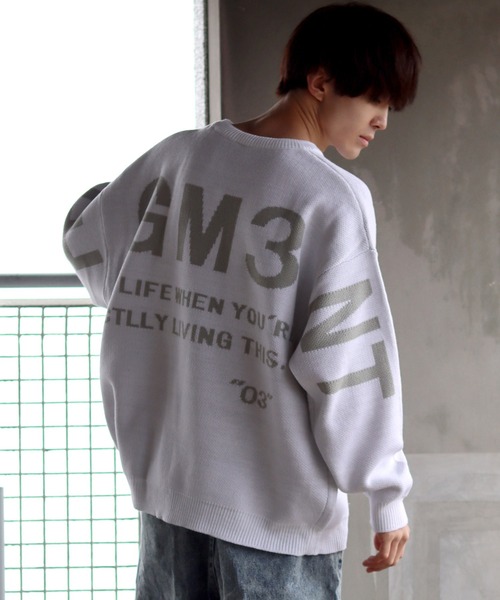 SITRY（シトリー）の「oversize BIG logo Knit/オーバーサイズ BIGロゴ ニット/セーター（ニット/セーター・メンズ・ブルーグレー/ホワイト系その他/ブラック/ホワイト・M/L/XL）」の21枚目の写真