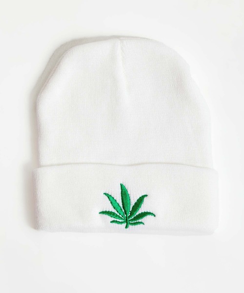 babyShoop(ベイビーシュープ)の「マリファナロゴニットCAP(ニットキャップ/ビーニー・レディース・ブラック/グレー/ホワイト・FREE)」の2枚目の写真