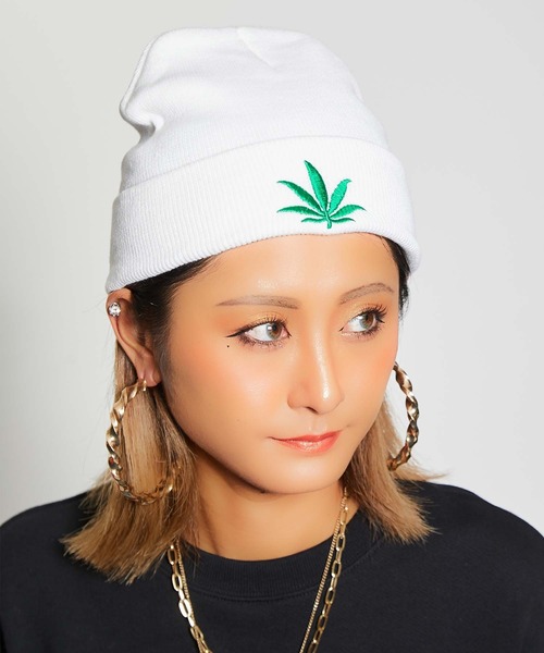 babyShoop(ベイビーシュープ)の「マリファナロゴニットCAP(ニットキャップ/ビーニー・レディース・ブラック/グレー/ホワイト・FREE)」の6枚目の写真