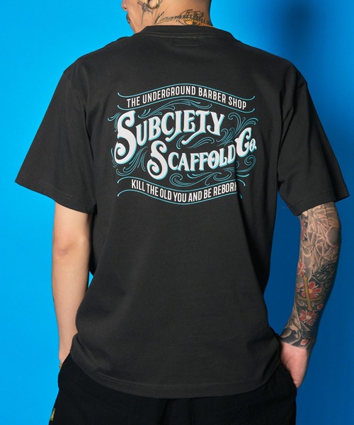 Subciety(サブサエティ)の「SCAFFOLD TEE(Tシャツ/カットソー・メンズ・ホワイト/ブラック/カーキ/スミクロ/ブラック×ピンク/ブルー/ブラック×ゴールド/ブラック系その他/オフホワイト・SMALL/MEDIUM/LARGE/X-LARGE/XX-LARGE)」の5枚目の写真