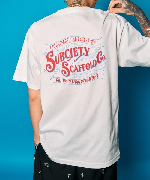 Subciety(サブサエティ)の「SCAFFOLD TEE(Tシャツ/カットソー・メンズ・ホワイト/ブラック/カーキ/スミクロ/ブラック×ピンク/ブルー/ブラック×ゴールド/ブラック系その他/オフホワイト・SMALL/MEDIUM/LARGE/X-LARGE/XX-LARGE)」の3枚目の写真