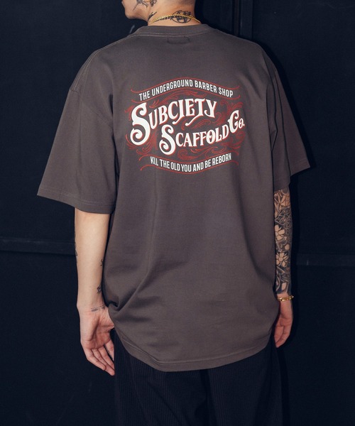 Subciety（サブサエティ）の「SCAFFOLD TEE（Tシャツ/カットソー・メンズ・ホワイト/ブラック/カーキ/スミクロ/ブラック×ピンク/ブルー・SMALL/MEDIUM/LARGE/X-LARGE/XX-LARGE）」の4枚目の写真