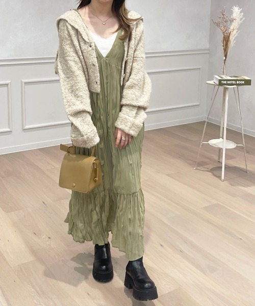 apres jour（アプレジュール）の「クリンクルワンピース【ZOZOTOWN限定アイテム】（ワンピース・レディース・カーキ/アイボリー/ブラック/オレンジ・フリー/X-LARGE）」の3枚目の写真