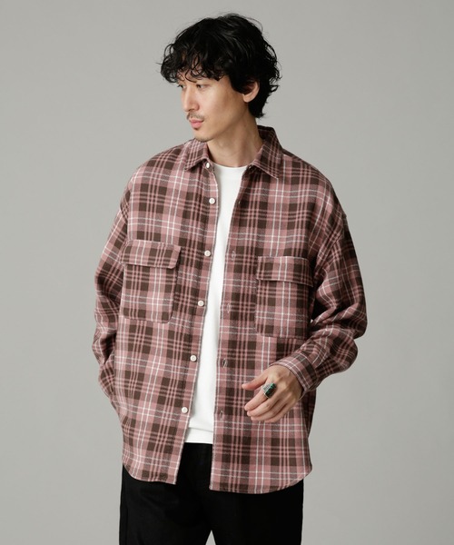 NANO universe（ナノユニバース）の「LB.04/別注ALASKAN チェックシャツ（シャツ/ブラウス・メンズ・ピンク/チャコール/その他1・S/M/L）」の2枚目の写真