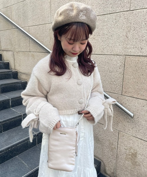 one after another NICE CLAUP(ワンアフターアナザーナイスクラップ)の「【スタッフ考案アイテム】配色ボタンリボンカーディガン(カーディガン/ボレロ・レディース・ブラック/ピンク/アイボリー・FREE)」の15枚目の写真