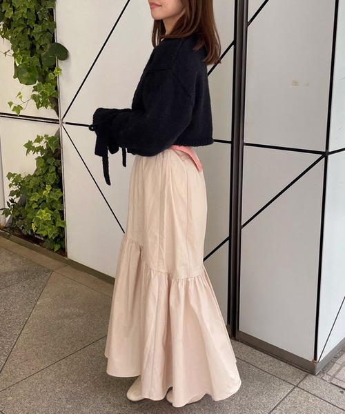 one after another NICE CLAUP(ワンアフターアナザーナイスクラップ)の「【スタッフ考案アイテム】配色ボタンリボンカーディガン(カーディガン/ボレロ・レディース・ブラック/ピンク/アイボリー・FREE)」の17枚目の写真