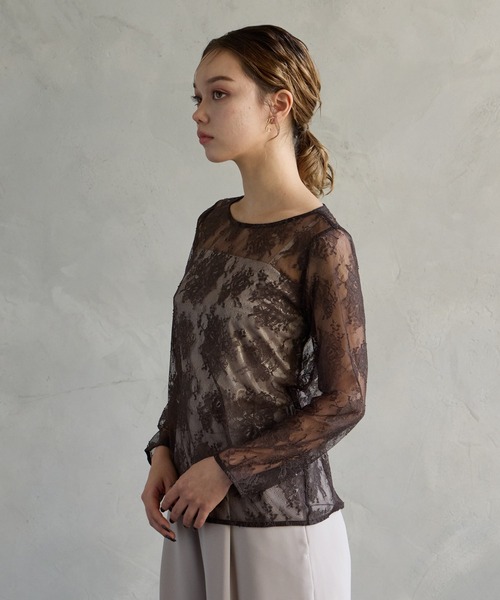 AIMER(エメ)の「花柄レース8分丈ブラウス(シャツ/ブラウス・レディース・ベージュ/ブラウン/ブラック/グレー・MEDIUM/LARGE)」の11枚目の写真