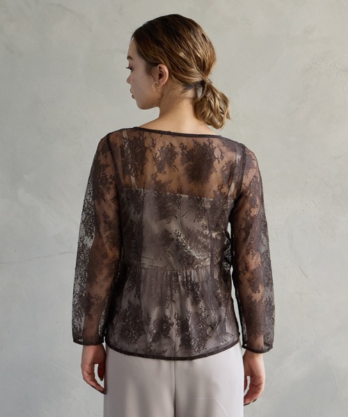 AIMER(エメ)の「花柄レース8分丈ブラウス(シャツ/ブラウス・レディース・ベージュ/ブラウン/ブラック/グレー・MEDIUM/LARGE)」の12枚目の写真