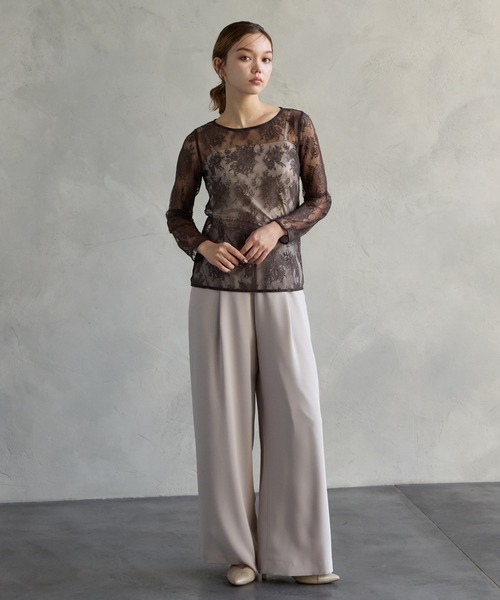 AIMER(エメ)の「花柄レース8分丈ブラウス(シャツ/ブラウス・レディース・ベージュ/ブラウン/ブラック/グレー・MEDIUM/LARGE)」の13枚目の写真