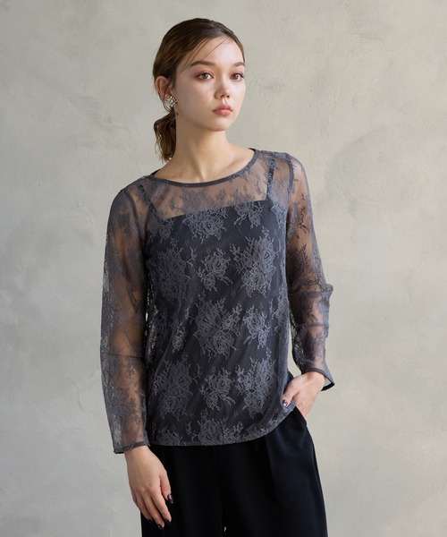 AIMER(エメ)の「花柄レース8分丈ブラウス(シャツ/ブラウス・レディース・ベージュ/ブラウン/ブラック/グレー・MEDIUM/LARGE)」の21枚目の写真