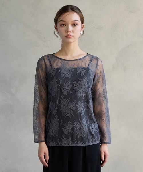 AIMER(エメ)の「花柄レース8分丈ブラウス(シャツ/ブラウス・レディース・ベージュ/ブラウン/ブラック/グレー・MEDIUM/LARGE)」の22枚目の写真