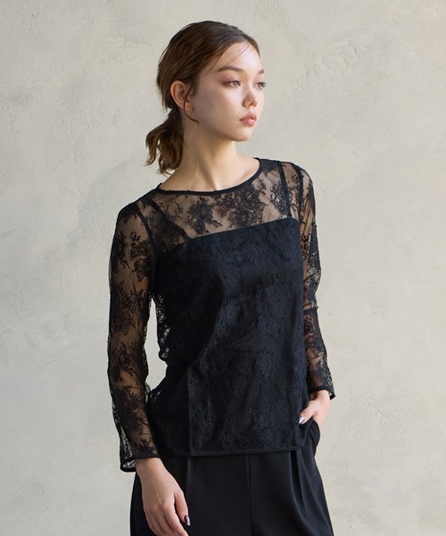 AIMER(エメ)の「花柄レース8分丈ブラウス(シャツ/ブラウス・レディース・ベージュ/ブラウン/ブラック/グレー・MEDIUM/LARGE)」の16枚目の写真