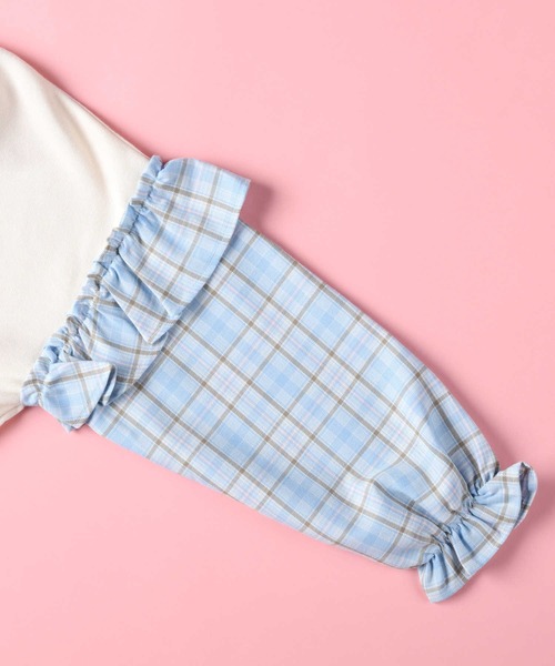 VIVIAN BLUE(ビビアンブルー)の「【VIVIAN BLUE】袖切り替えスウェット(スウェット・キッズ・オフホワイト/ライム・140/130/120/150)」の5枚目の写真