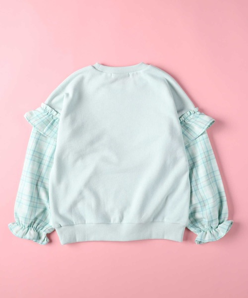 VIVIAN BLUE(ビビアンブルー)の「【VIVIAN BLUE】袖切り替えスウェット(スウェット・キッズ・オフホワイト/ライム・140/130/120/150)」の4枚目の写真