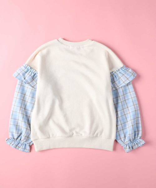 VIVIAN BLUE(ビビアンブルー)の「【VIVIAN BLUE】袖切り替えスウェット(スウェット・キッズ・オフホワイト/ライム・140/130/120/150)」の3枚目の写真