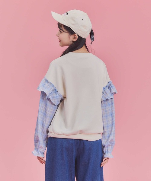 VIVIAN BLUE(ビビアンブルー)の「【VIVIAN BLUE】袖切り替えスウェット(スウェット・キッズ・オフホワイト/ライム・140/130/120/150)」の10枚目の写真