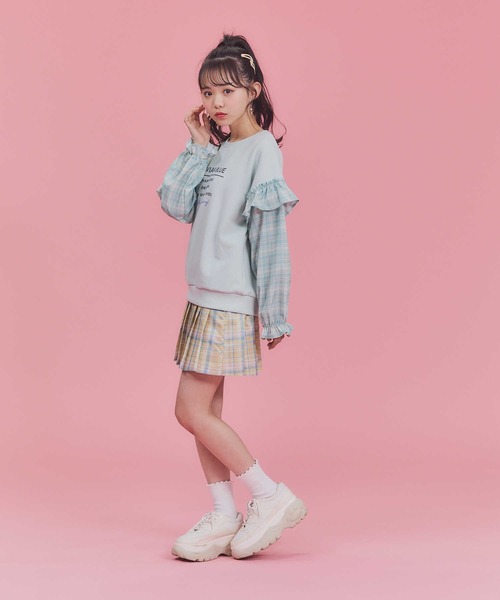 VIVIAN BLUE(ビビアンブルー)の「【VIVIAN BLUE】袖切り替えスウェット(スウェット・キッズ・オフホワイト/ライム・140/130/120/150)」の12枚目の写真