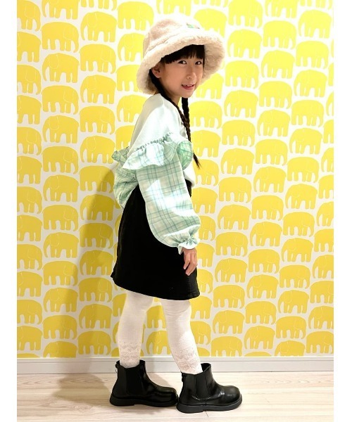 VIVIAN BLUE(ビビアンブルー)の「【VIVIAN BLUE】袖切り替えスウェット(スウェット・キッズ・オフホワイト/ライム・140/130/120/150)」の19枚目の写真